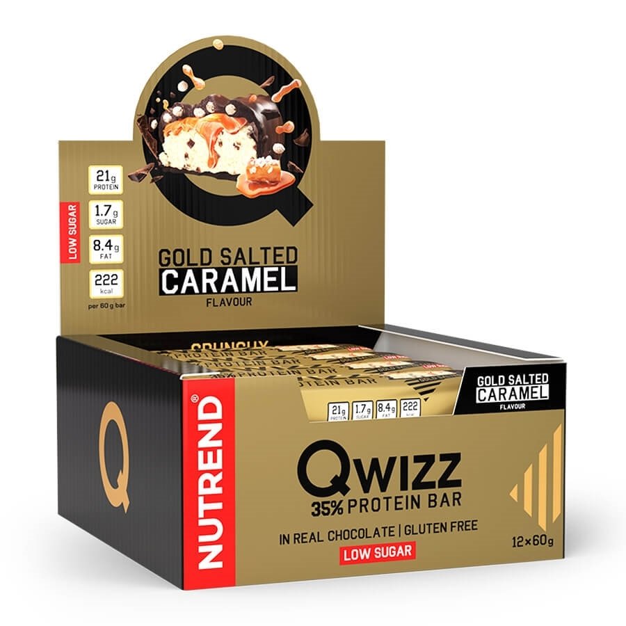 qwizz-protein-bar-2021-gold-salted-caramel-box NUTREND QWIZZ 35% PROTEIN BAR