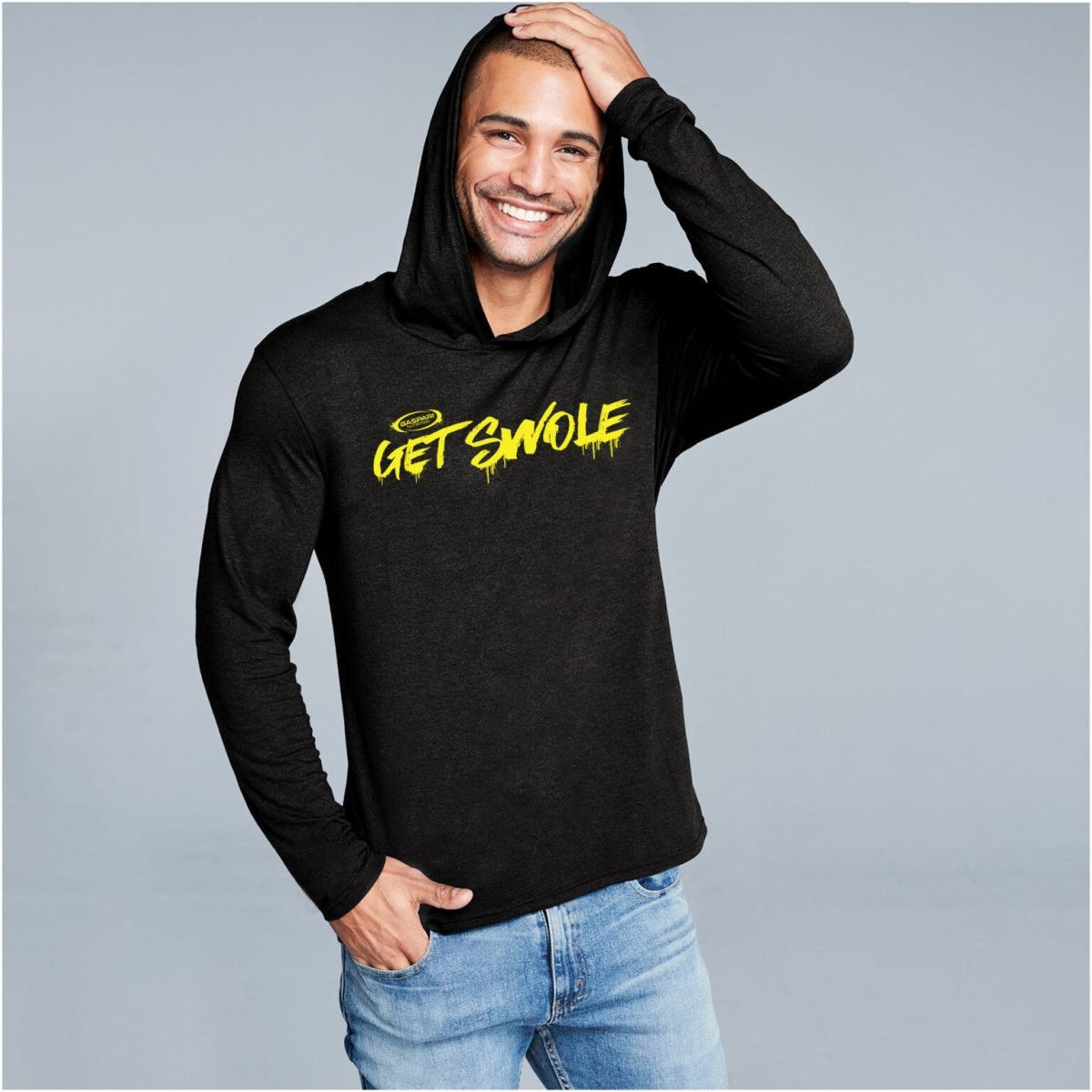 GASPARI NUTRITION GET SWOLE BLACK LIGHTWEIGHT HOODIE (DŽEMPERIS)
