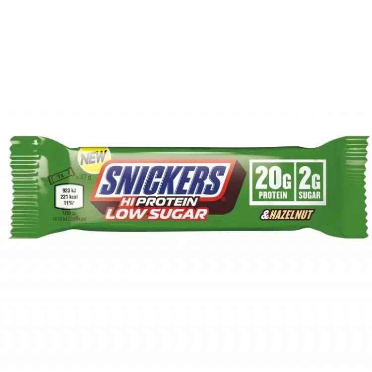 snickers-hazelnut-low-sugar-high-protein-bar-57g.jpg SNICKERS HI PROTEIN LOW SUGAR HAZELNUT